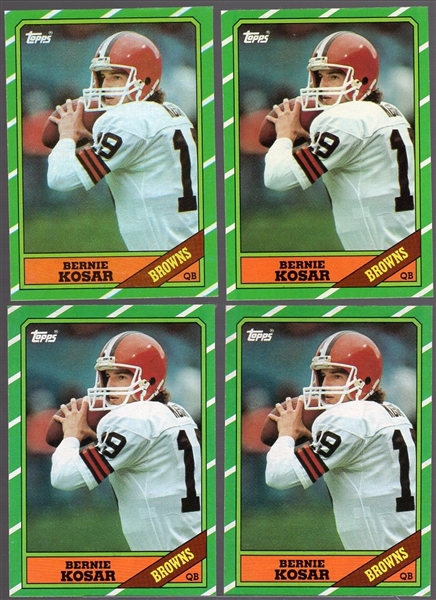 1986 Topps Fb- #187 Bernie Kosar RC- 4 Cards