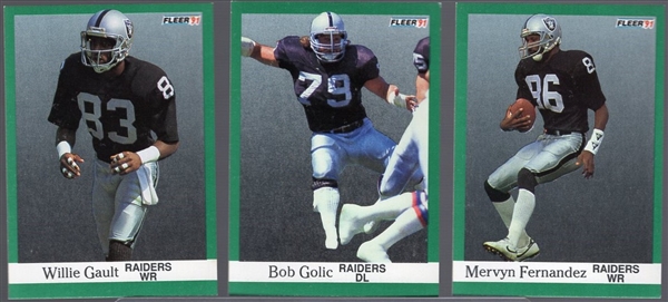 1991 Fleer Football Errors- 6 Diff Raiders Fronts/ Chicago Cubs Baseball Backs