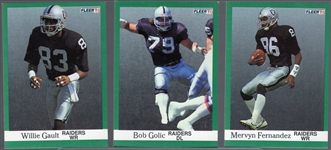 1991 Fleer Football Errors- 6 Diff Raiders Fronts/ Chicago Cubs Baseball Backs