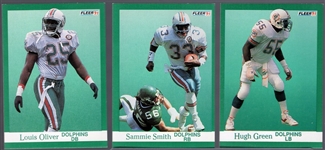 1991 Fleer Football Errors- 7 Diff Dolphins Fronts/ St. Louis Cardinals Baseball Backs