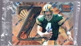 1997 Zenith Football- 1 Unopened “Promo” Pack of 3- Brett Favre Z Team on Front/ Barry Sanders ZT14 on Back