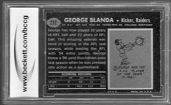 1969 Topps Football- #232 George Blanda, Raiders- BCCG 9 (Near Mint or Better)