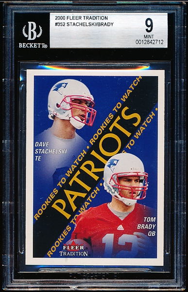 2000 Fleer Tradition Football- #352 Tom Brady- Beckett 9 Mint