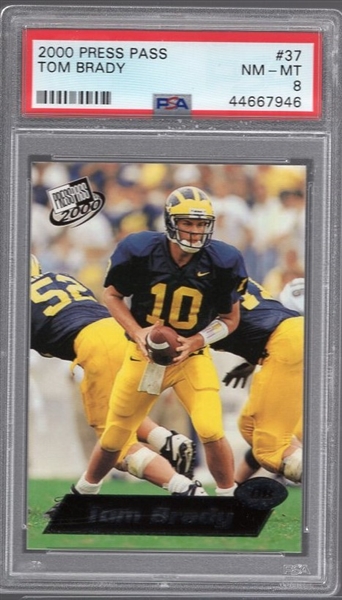 2000 Press Pass Football- #37 Tom Brady- PSA Nm-Mt 8
