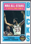1974-75 Topps Bask- #1 Kareem Abdul Jabbar