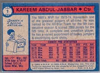 1974-75 Topps Bask- #1 Kareem Abdul Jabbar