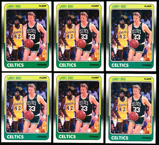 1988-89 Fleer Basketball- #9 Larry Bird, Celtics- 6 Cards