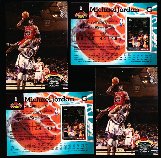 1992-93 Stadium Club Basketball- #1 Michael Jordan- 10 Cards