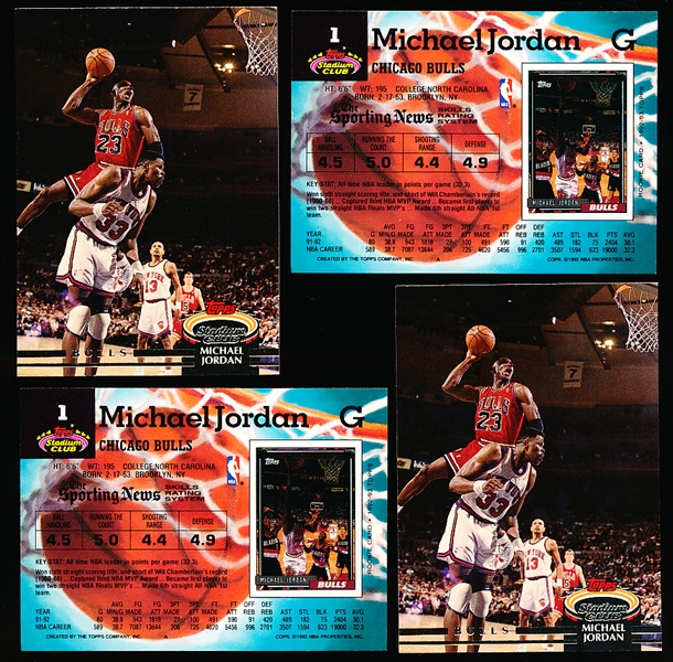 1992-93 Stadium Club Basketball- #1 Michael Jordan- 7 Cards