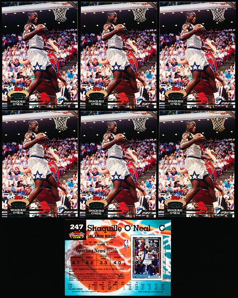 1992-93 Stadium Club Basketball- #247 Shaquille O’ Neal RC- 7 Cards