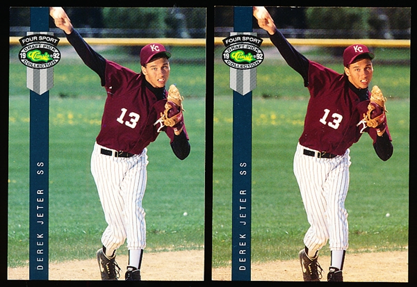 1992 Classic 4-Sport- #231 Derek Jeter, Kalamazoo- 2 Cards
