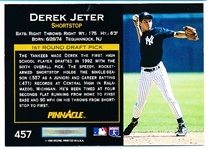 1993 Pinnacle Bb- #457 Derek Jeter RC, Yankees