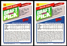 1993 Topps Bb- #98 Derek Jeter RC, Yankees- 2 Cards
