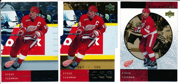 2000-01 Upper Deck Ice NHL- Steve Yzerman, Red Wings- 3 Diff.