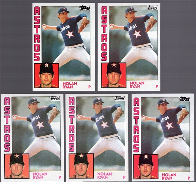 1984 Topps Bb- #470 Nolan Ryan, Astros- 5 Cards