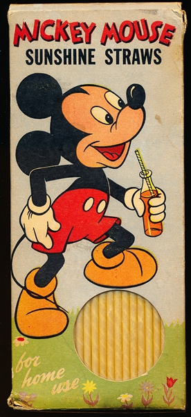 1960’s Herz Manufacturing Corp. “Mickey Mouse Sunshine Straws”- One Box of 100 Straws!
