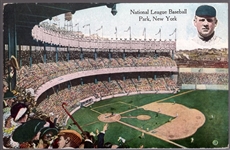 1910’s-20’s Pre Linen Baseball Stadium Postcard- National League Baseball Park, New York- with John McGraw pictured!