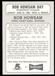 6/23/85 Bob Howsam Day Stadium Give-Away Card