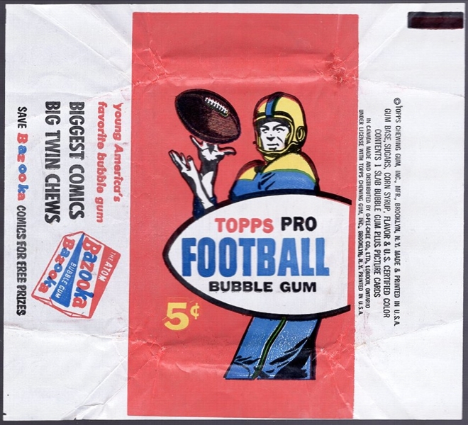 1957 Topps Football- 5 Cent Wrapper- “Biggest Comics/ Biggest Twin Chews” Side Panel