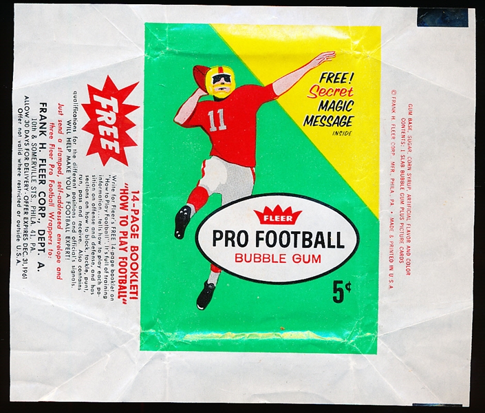 1961 Fleer Football- 5 Cent Wrapper- “Yellow Helmet” Version- “14 page Booklet” side panel