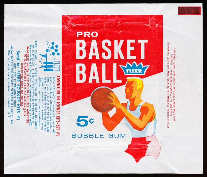 1961-62 Fleer Basketball- 5 Cent Wrapper