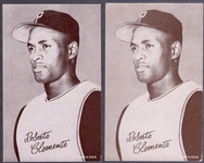 1963 Stat-Back Baseball Exhibits- Roberto Clemente- 2 Cards-Both with red print backs.