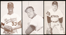 1963 Stat-Back Baseball Exhibits- 3 Cards- All with red print backs.