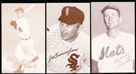 1963 Stat-Back Baseball Exhibits- 3 Cards-All with red print backs.