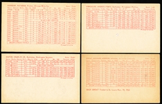 1963 Stat-Back Baseball Exhibits- 4 Cards