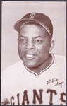1963 Stat-Back Baseball Exhibits- Willie Mays- red print back.