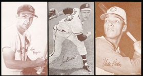 1963 Stat-Back Baseball Exhibits- 3 Diff- Red print backs.