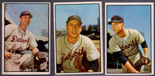1953 Bowman Bb Color- 3 Diff Detroit Tigers