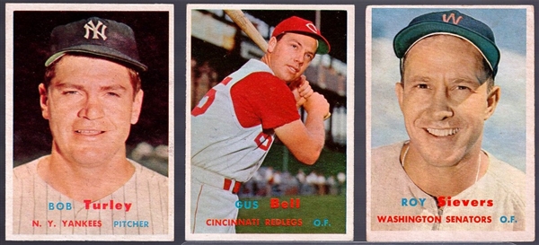 1957 Topps Baseball- 3 Diff