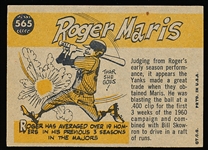 1960 Topps Baseball- #565 Roger Maris All Star- Hi#.