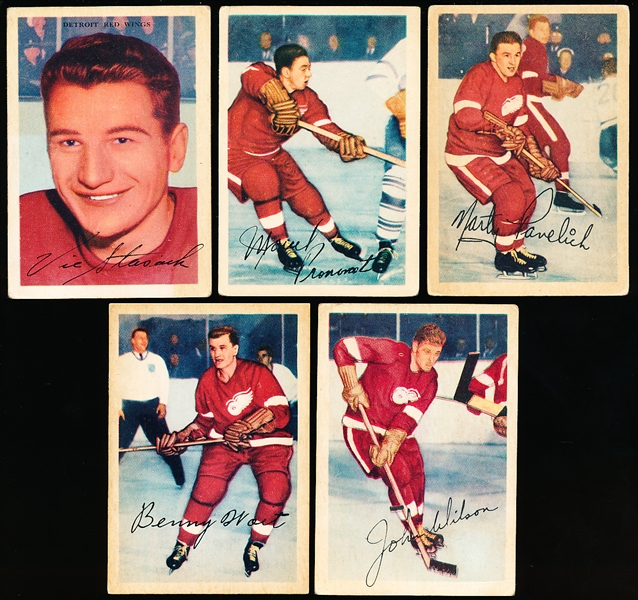 1953-54 Parkhurst Hockey- 5 Diff. Red Wings