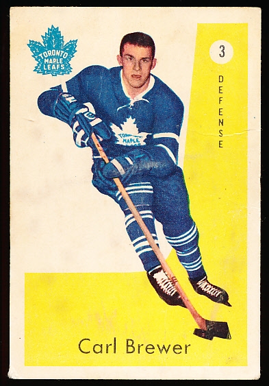 1959-60 Parkhurst Hockey- #3 Carl Brewer RC, Maple Leafs