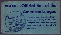 1945 Official AL MLB Schedule- Compliments of the Cleveland Indians
