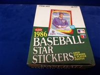 1986 Fleer Baseball Star Stickers- 1 Unopened Box