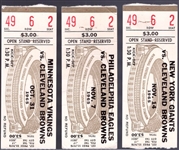 1965 Cleveland Browns NFL Home Ticket Stubs- 3 Diff.