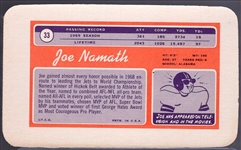 1970 Topps Super Ftbl. #33 Joe Namath SP, Jets