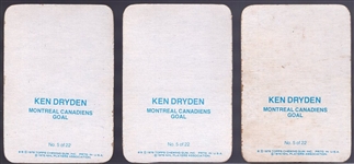 1976-77 Topps Hockey “Glossy Inserts” #5 Ken Dryden- 3 Cards