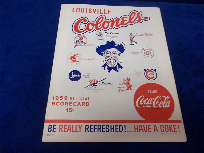1959 Fort Worth Cats @ Louisville Colonels MiLB American Association Scorecard/ Program