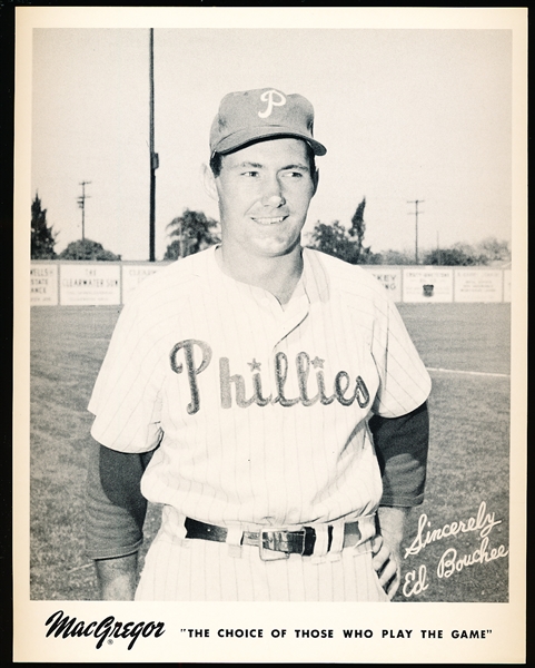 1950’s-60’s MacGregor Advisory Photo- Ed Bouchee, Philadelphia Phillies MLB B/W 8” x 10” Photo