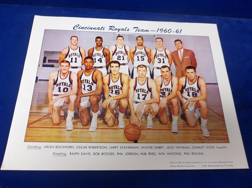 1960-61 Cincinnati Royals NBA Color 8 ½” x 11” Team Picture- Oscar Robertson Rookie Year!