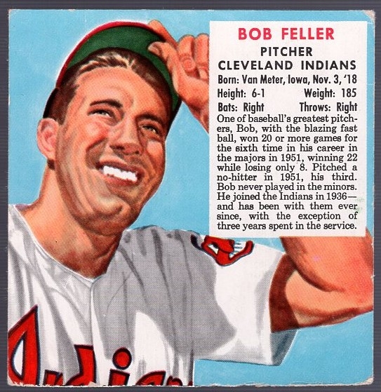1952 Red Man Tobacco Bb- Bob Feller, Cleveland- No Tab- March expiration back