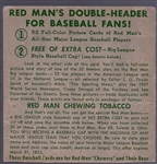 1952 Red Man Tobacco Bb- Duke Snider, Dodgers- No Tab- March expiration back.