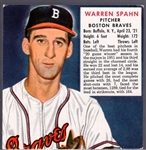 1952 Red Man Tobacco Bb- Warren Spahn, Braves- No Tab- June expiration back.