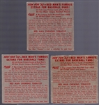 1953 Red Man Tobacco Bb- 3 Diff- No Tabs- March expiration backs