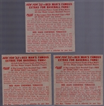1953 Red Man Tobacco Bb- 3 Diff- No Tabs-March expiration backs