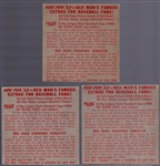 1953 Red Man Tobacco Bb- 3 Diff- No Tabs- May expiration backs.
